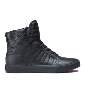 Supra Mens SKYTOP Black/Black/red High Top Shoes | CA-91167